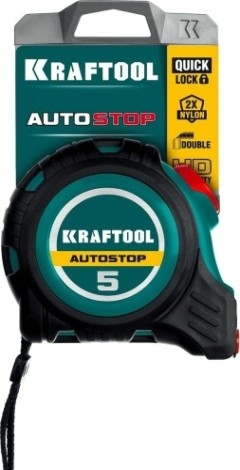 Рулетка KRAFTOOL AutoStop 5м/19мм профессиональная с автостопом [3412-5-19]