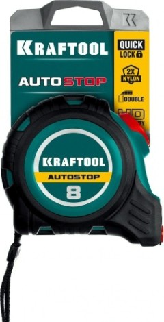 Рулетка KRAFTOOL AutoStop 8м/25мм профессиональная с автостопом [3412-8-25]