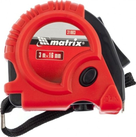 Рулетка MATRIX 3 мх16 мм rubber, обрезиненный корпус// [31003]