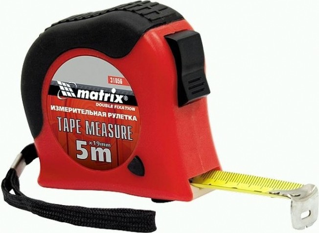 Рулетка MATRIX 5 мх19 мм double fixation, обрезиненный корпус [31056]