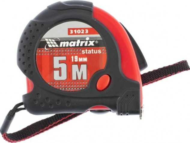 Рулетка MATRIX 5 мх19 мм status magnet fixation, обрезиненный корпус [31023]