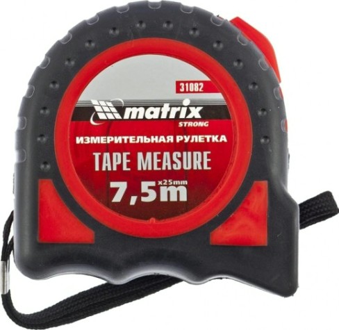 Рулетка MATRIX 7,5мх25 мм strong, обрезиненный корпус// [31082]