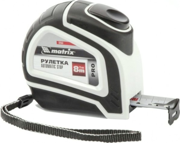 Рулетка MATRIX 8 мх25 мм autostop, двухкомпонентный корпус, авто [32553]