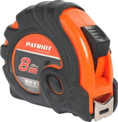 Рулетка PATRIOT MTP-8 8м, ударопрочный корпус, обрезиненная [350005008]