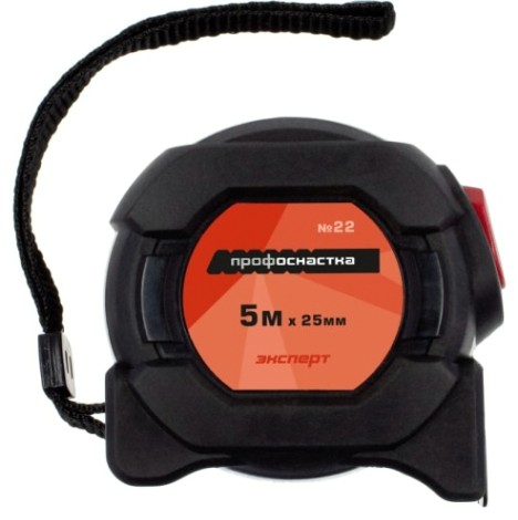 Рулетка Профоснастка № 22, 5м x25 мм, 2 ст фикс, нейлон лента, магнит, Эксперт [140201003]