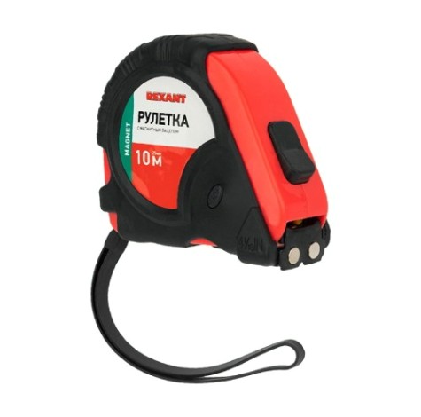 Рулетка REXANT 12-9017 Профи прорезиненный корпус, магнитная, 10мх25мм