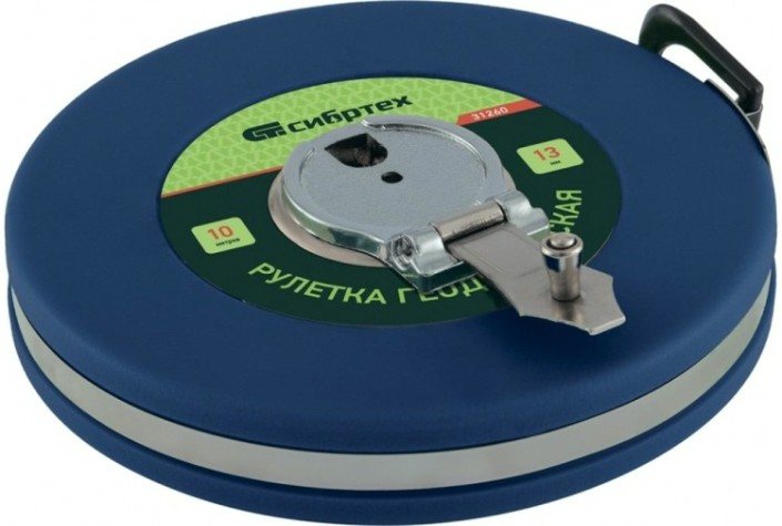 Рулетка СИБРТЕХ 30 мх13 мм геодезическая закрытый корпус, фиберглассовая лент [31262]