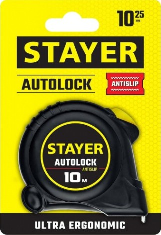 Рулетка STAYER АutoLock 10 / 25мм с автостопом [2-34126-10-25]