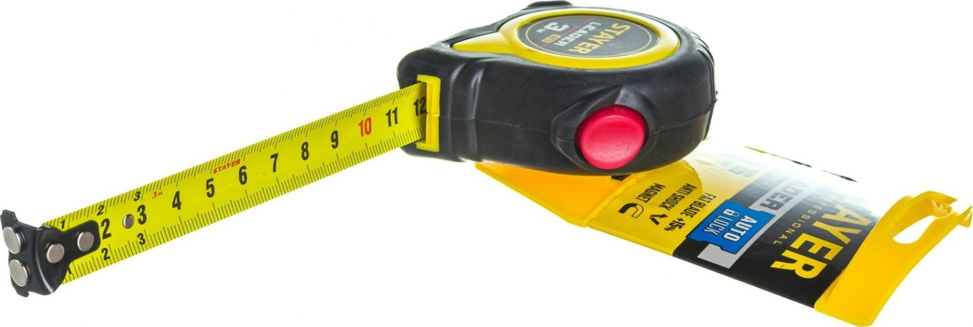 Рулетка STAYER LEADER 3м / 16мм с автостопом в ударостойком обрезиненном [3402-3_z02]
