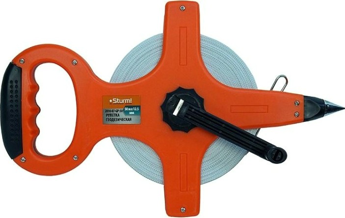 Рулетка Sturm 2010-07-GP-50 геодезическая 50 м, фибергласс Рулетка Sturm 2010-07-GP-50 геодезическая 50 м, фибергласс