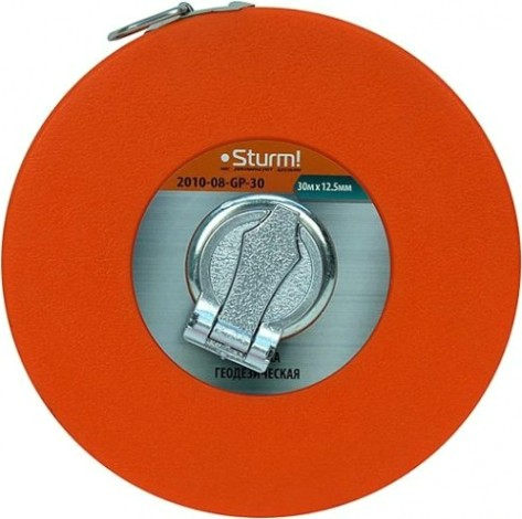 Рулетка Sturm 2010-08-GP-30 геодезическая 30 м, закрытый корпус, пвх лента Рулетка Sturm 2010-08-GP-30 геодезическая 30 м, закрытый корпус, пвх лента