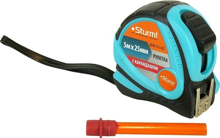 Рулетка Sturm 2010-11-5-25 5x25мм, с карандашом