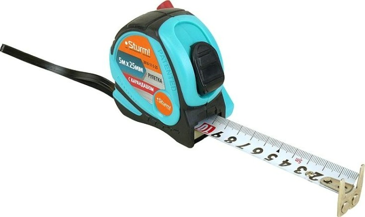 Рулетка Sturm 2010-11-5-25 5x25мм, с карандашом Рулетка Sturm 2010-11-5-25 5x25мм, с карандашом