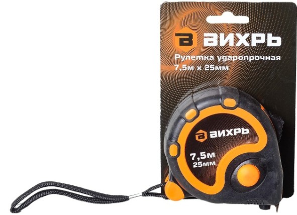 Рулетка ВИХРЬ 7,5мх25мм [73/11/1/4]