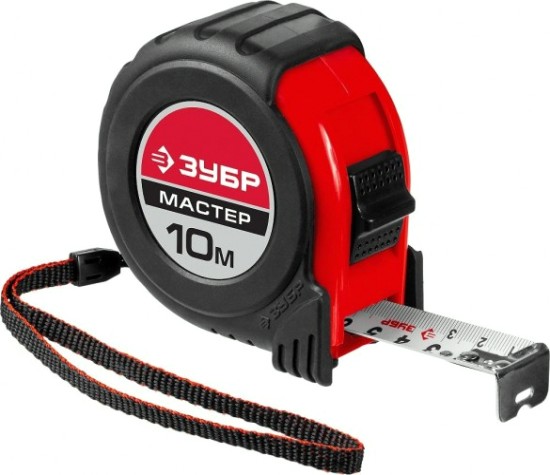Рулетка ЗУБР МАСТЕР 10м / 25мм с ударостойким обрезиненным корпусом [34055-10-25_z02]