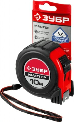 Рулетка ЗУБР МАСТЕР 10м / 25мм с ударостойким обрезиненным корпусом [34055-10-25_z03]