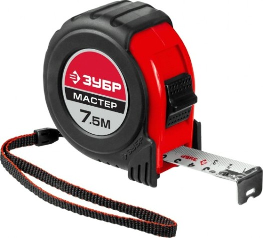 Рулетка ЗУБР МАСТЕР 7,5м / 25мм с ударостойким обрезиненным корпусом [34055-08-25_z03]