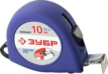 Рулетка ЗУБР СТАНДАРТ 10м / 25мм с ударостойким корпусом (abs) и противо [34016-10]