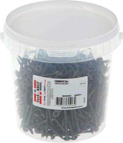 Саморез Tech-KREP 3,5 х 41 (ведро 500 шт.) с частым шагом для гипсокартона [100093]