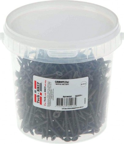 Саморез Tech-KREP 3,5 х 51 (ведро 500 шт.) с частым шагом для гипсокартона [100095]