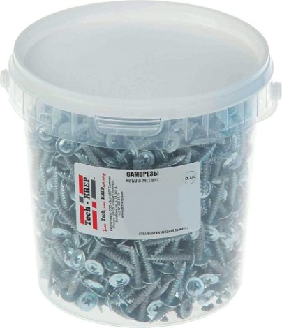 Саморез Tech-KREP 4,2 х 19 (ведро 1000 шт.) с прессшайбой, острый [100103]