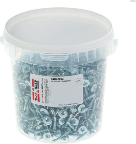 Саморез Tech-KREP 4,2 х 25 (ведро 1000 шт.) с прессшайбой со сверлом [100998]