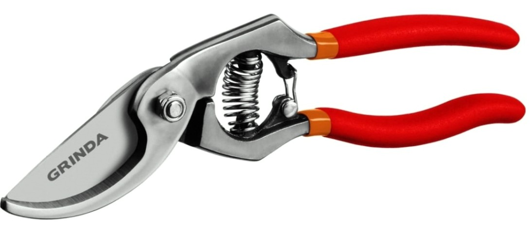 Секатор GRINDA G-7 G-7 цельнокованый, с направленным под углом лезвие [423107]