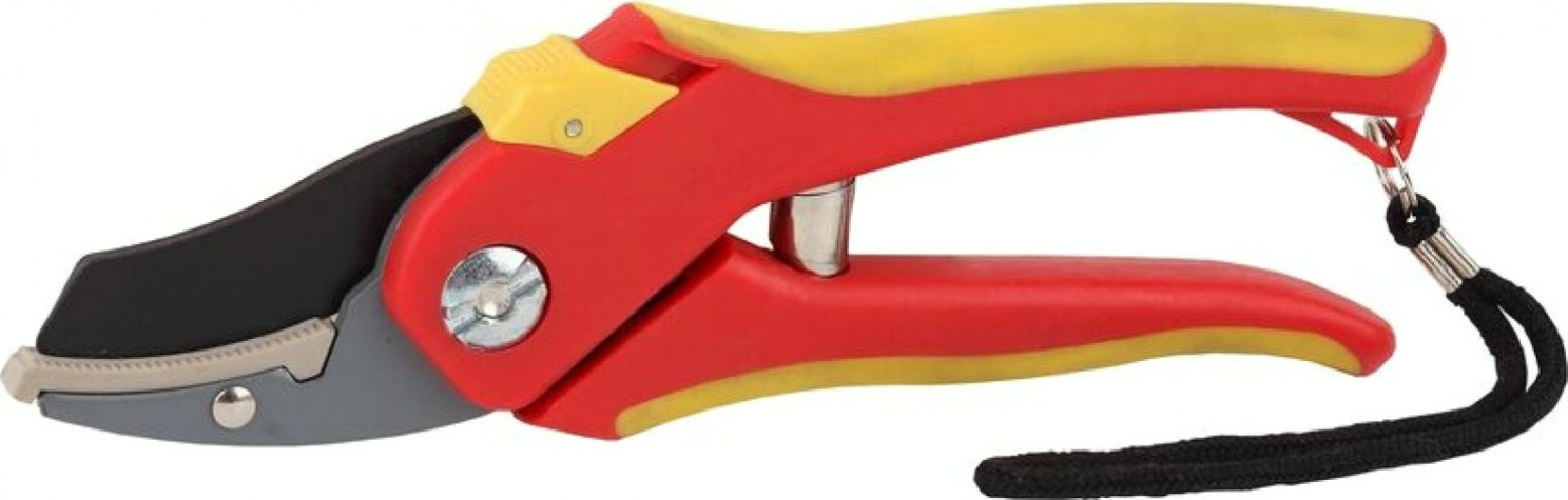 Секатор GRINDA с 2 - комп. ручками округл. лезвие, с упорной наковальней [8-423203_z01]