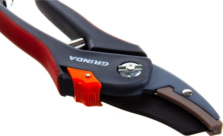 Секатор GRINDA с 2 - комп. ручками округл. лезвие, с упорной наковальней [8-423203_z01]