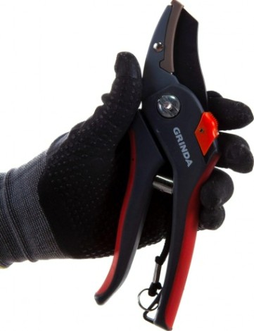 Секатор GRINDA с 2 - комп. ручками округл. лезвие, с упорной наковальней [8-423203_z01]