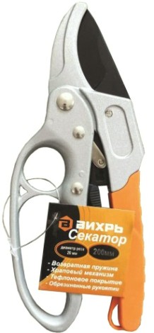 Секатор ВИХРЬ 73/7/3/3 пружина,храповый механизм,тефлоновое покр.,металл.