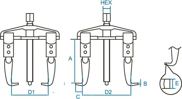 Съемник подшипников KING TONY 7962B-35 2-х захватный 90 мм