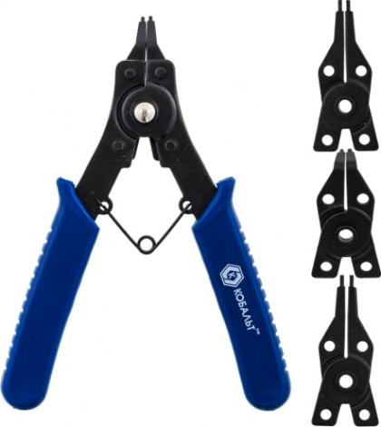 Съемник стопорных колец Кобальт 246-463 в наборе с 4 насадками.