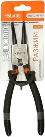 Съемник стопорных колец Sturm 1020-12-02-170 170мм, изогнутые губки, разжим