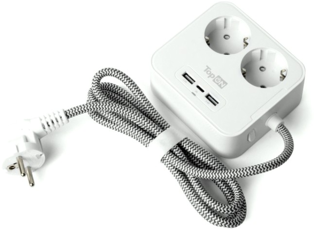 Сетевой фильтр TopON TOP-PWS2 белый, 1,5 м