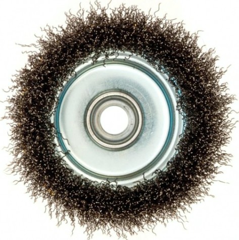 Щетка для УШМ Denzel 746 053 100 мм, м14, чашка, витая нерж. проволока 0,3 мм [746053]