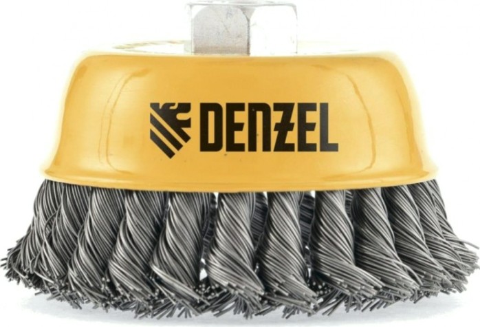 Щетка для УШМ Denzel 746 243 75 мм, м14, чашка, крученая нерж. проволока 0,5 мм [746243]