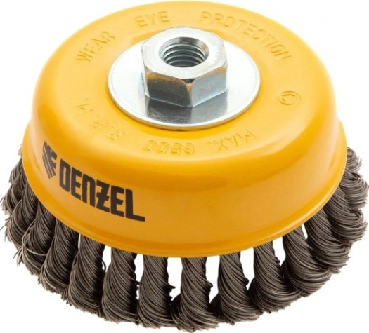 Щетка для УШМ Denzel 746 273 125 мм, м14, чашка, крученая нерж. проволока 0,5 м [746273]