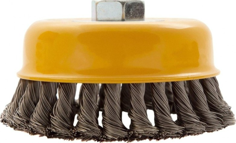 Щетка для УШМ Denzel 746 273 125 мм, м14, чашка, крученая нерж. проволока 0,5 м [746273]