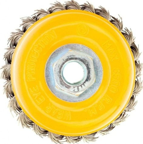 Щетка для УШМ Denzel 746 283 100 мм, м14, чашка, крученая нерж. проволока 0,5 [746283]