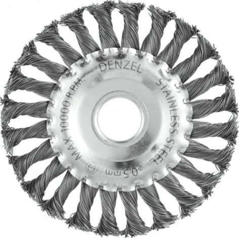 Щетка для УШМ Denzel 746 323 125 мм, нержавеющая проволока 0,5 мм [746323]