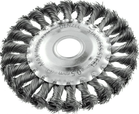 Щетка для УШМ Denzel 746 323 125 мм, нержавеющая проволока 0,5 мм [746323]