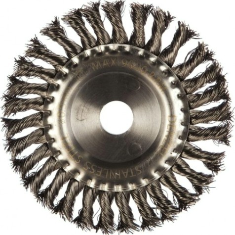 Щетка для УШМ Denzel 746 343 150 мм, нержавеющая проволока 0,5мм [746343]