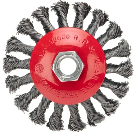 Щетка для УШМ Kranz KR-91-1201 коническая крученая стальная проволока, 100мм, М14