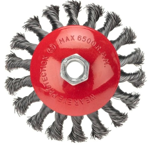 Щетка для УШМ Kranz KR-91-1202 коническая крученая стальная проволока, 115мм, М14