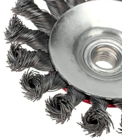 Щетка для УШМ Kranz KR-91-1202 коническая крученая стальная проволока, 115мм, М14