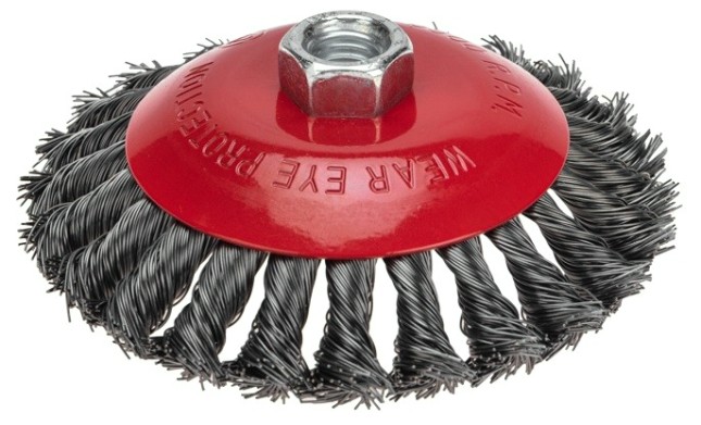 Щетка для УШМ Kranz KR-91-1203 коническая крученая стальная проволока, 125мм, М14