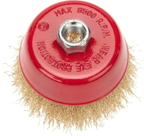 Щетка для УШМ Kranz KR-91-1209 чашечная витая латунированная проволока,100мм, М14