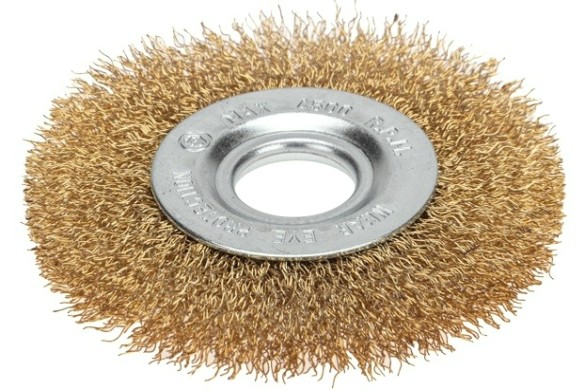 Щетка для УШМ Kranz KR-91-1241 витая латунированная проволока, 100мм