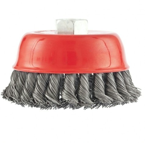 Щетка для УШМ MATRIX 100 мм, М14 "чашка", крученая проволока 0,5 мм [74628]
